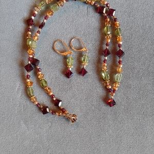 Garnet period 14kGF earrings, not necklace